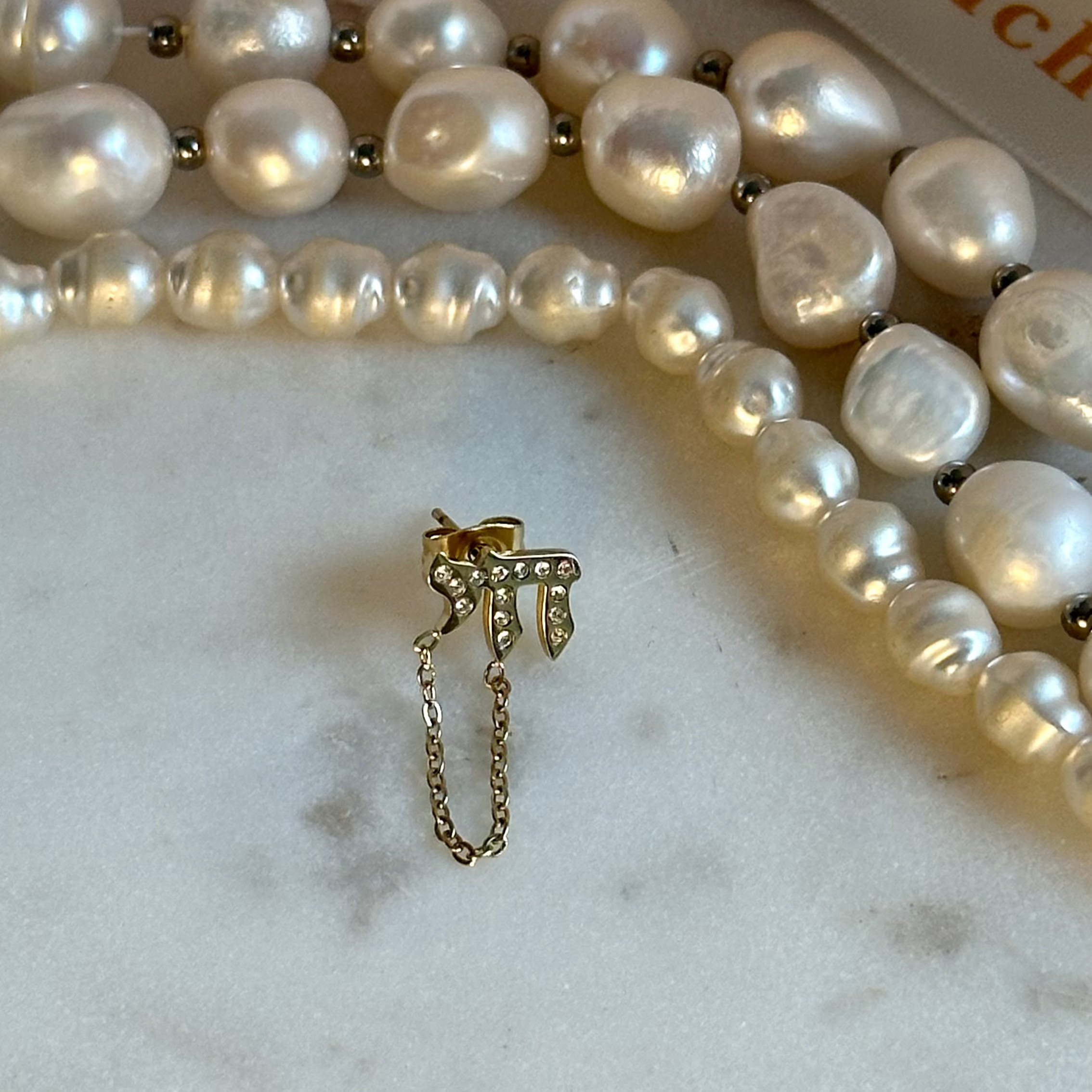 Diamond Chai Chain Earring