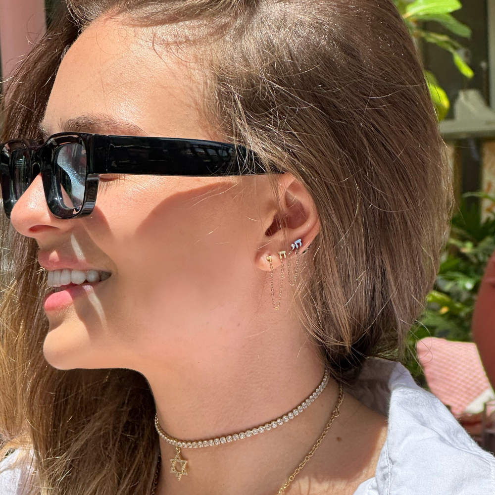 The Double Chain Chai Earring