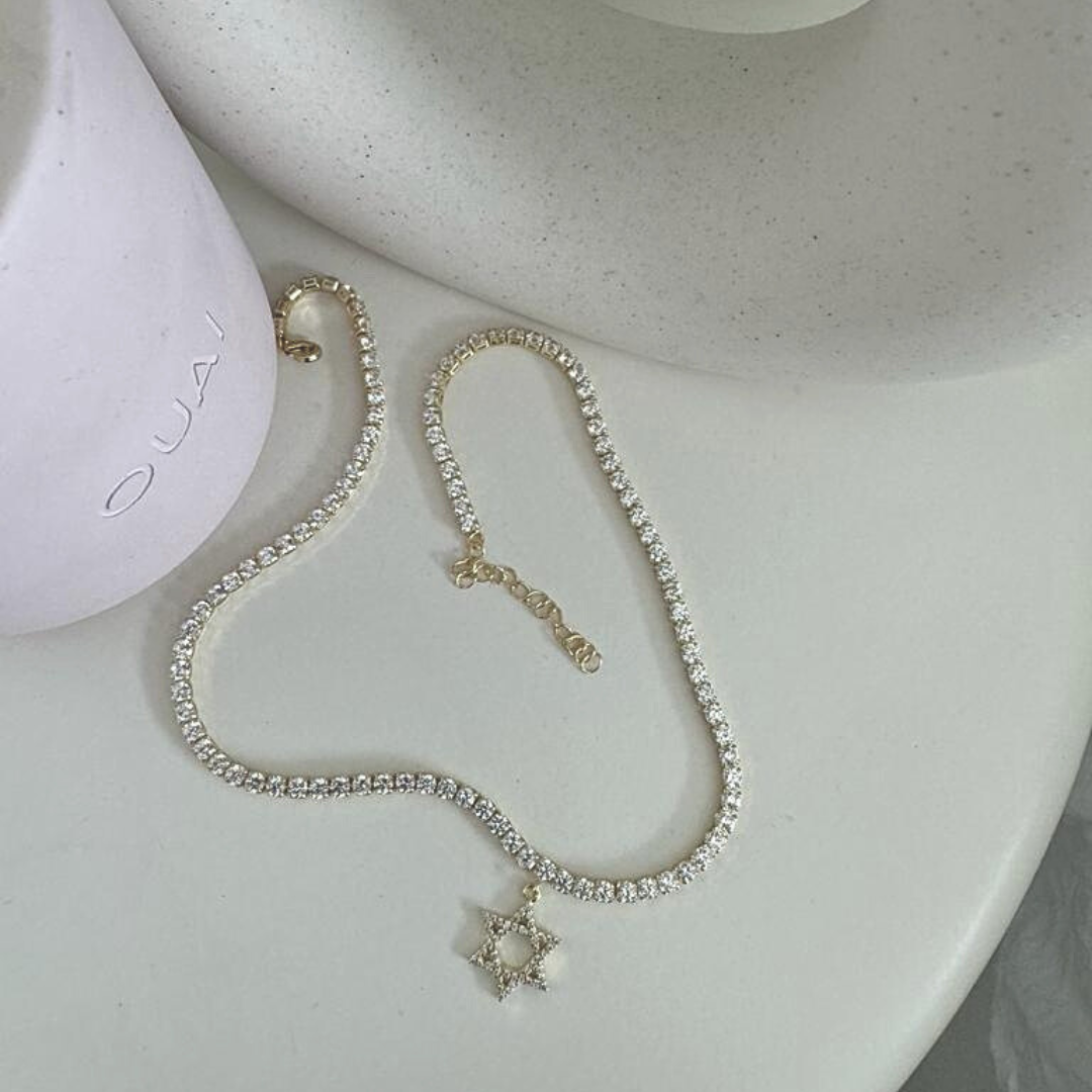 Star of David Tennis Chain Necklace