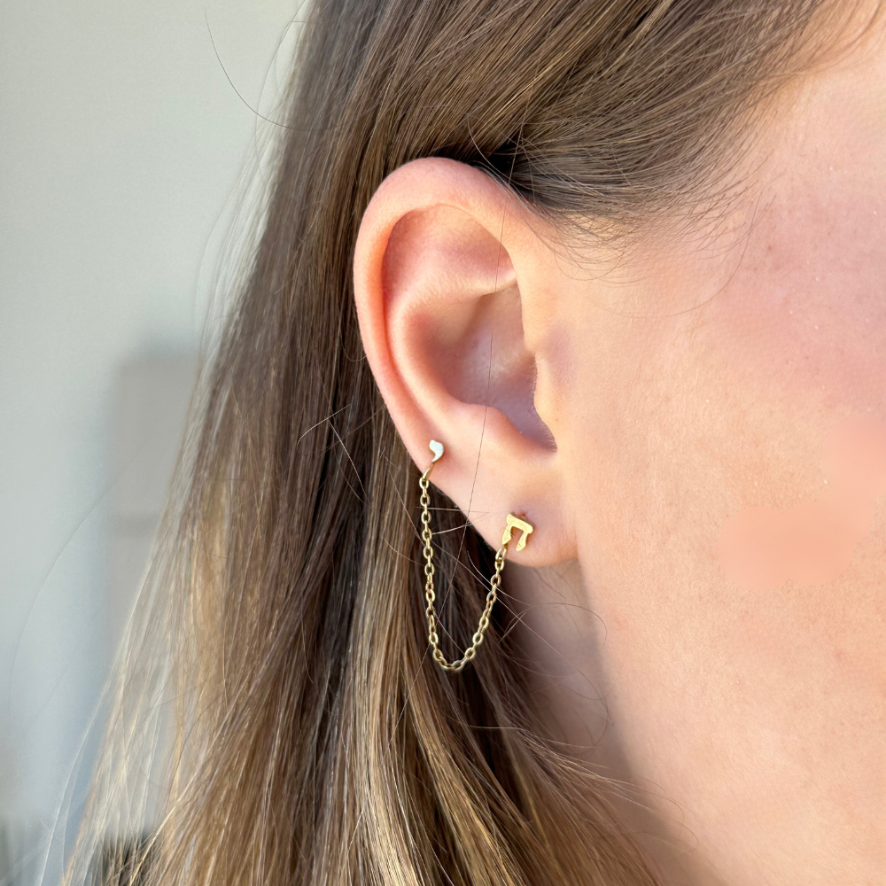 The Double Chain Chai Earrings