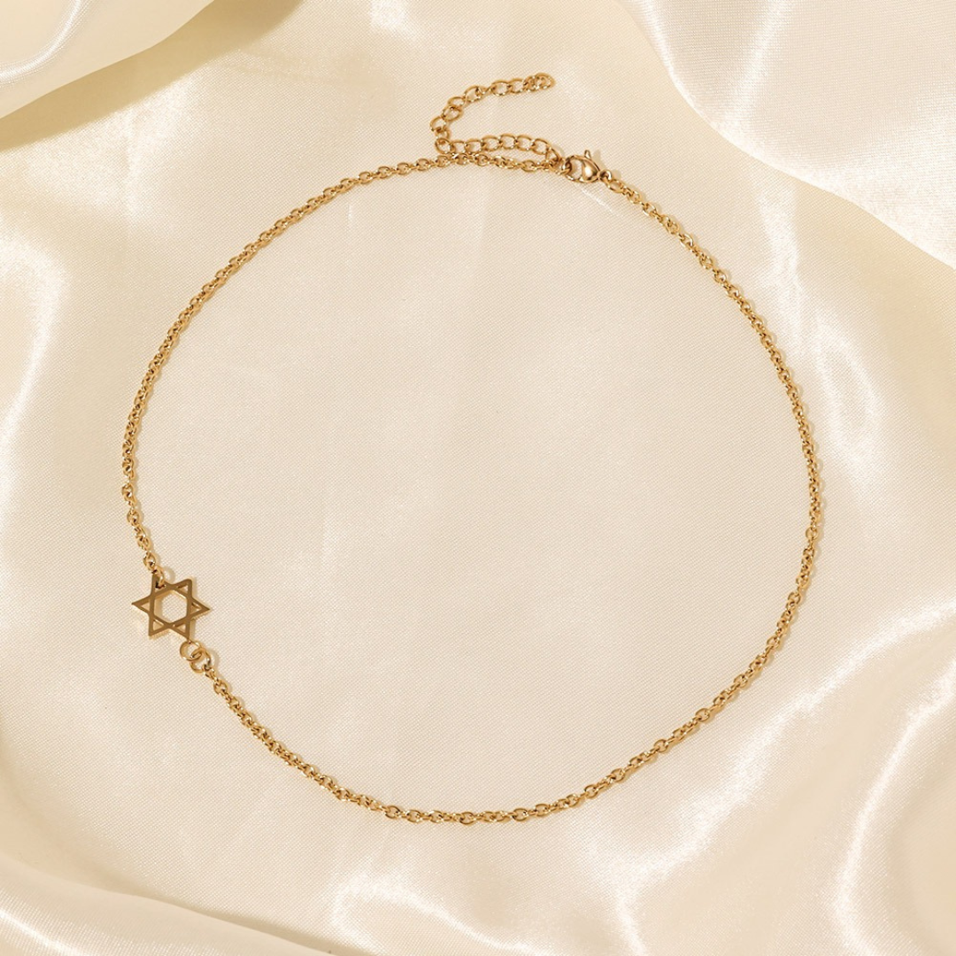 Asymmetrical Star of David Charm Necklace